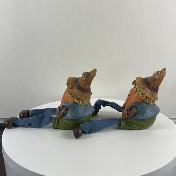 (2) Halloween Pumpkin in Jeans Figurine Shelf Sitter 3.5" Whimsical Decor - Picture 3 of 8